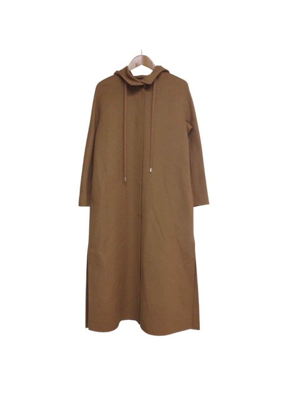 Max Mara Studio Cucito a Mano Wool Cashmere Hooded Coat Brown 36